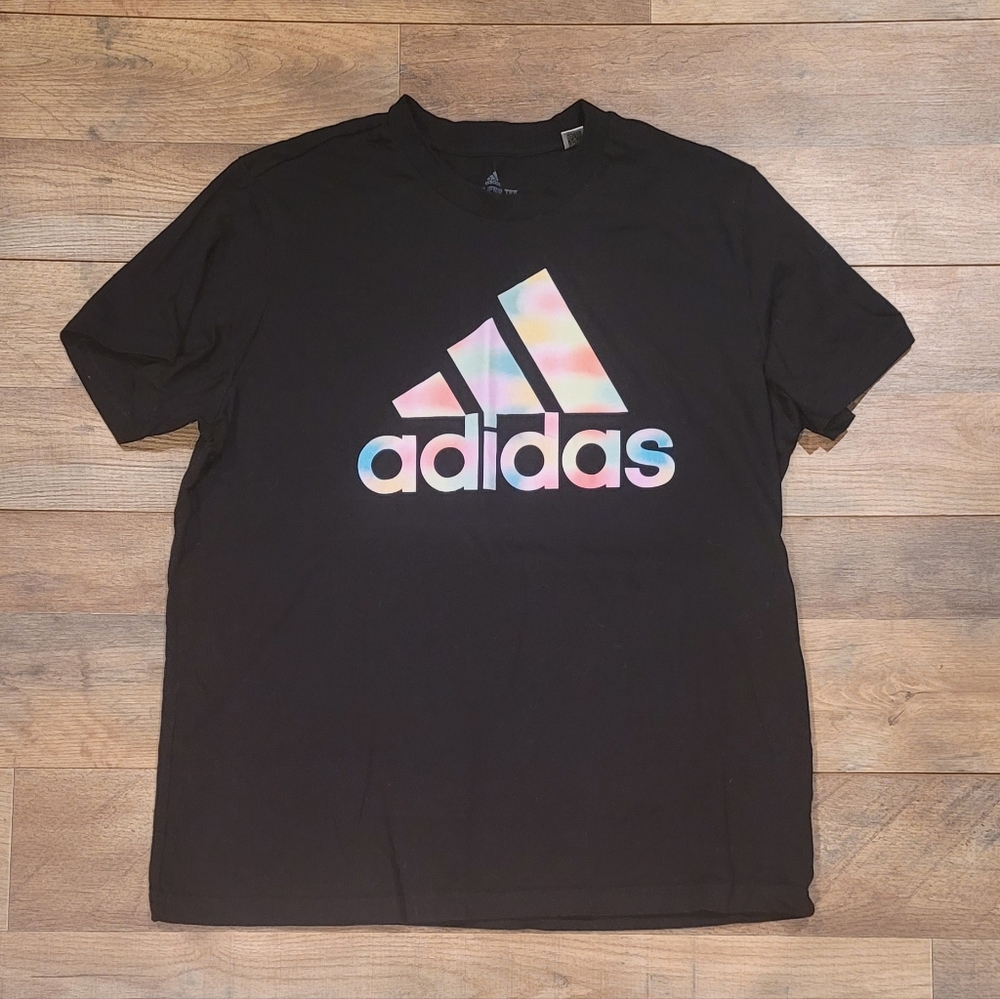 Adidas Amplifier Black Tee with Multicolor Logo XL